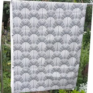 Joann Art Deco Fan Shell Fabric Black Cream Geometric Scallop 2 Yards 56x72